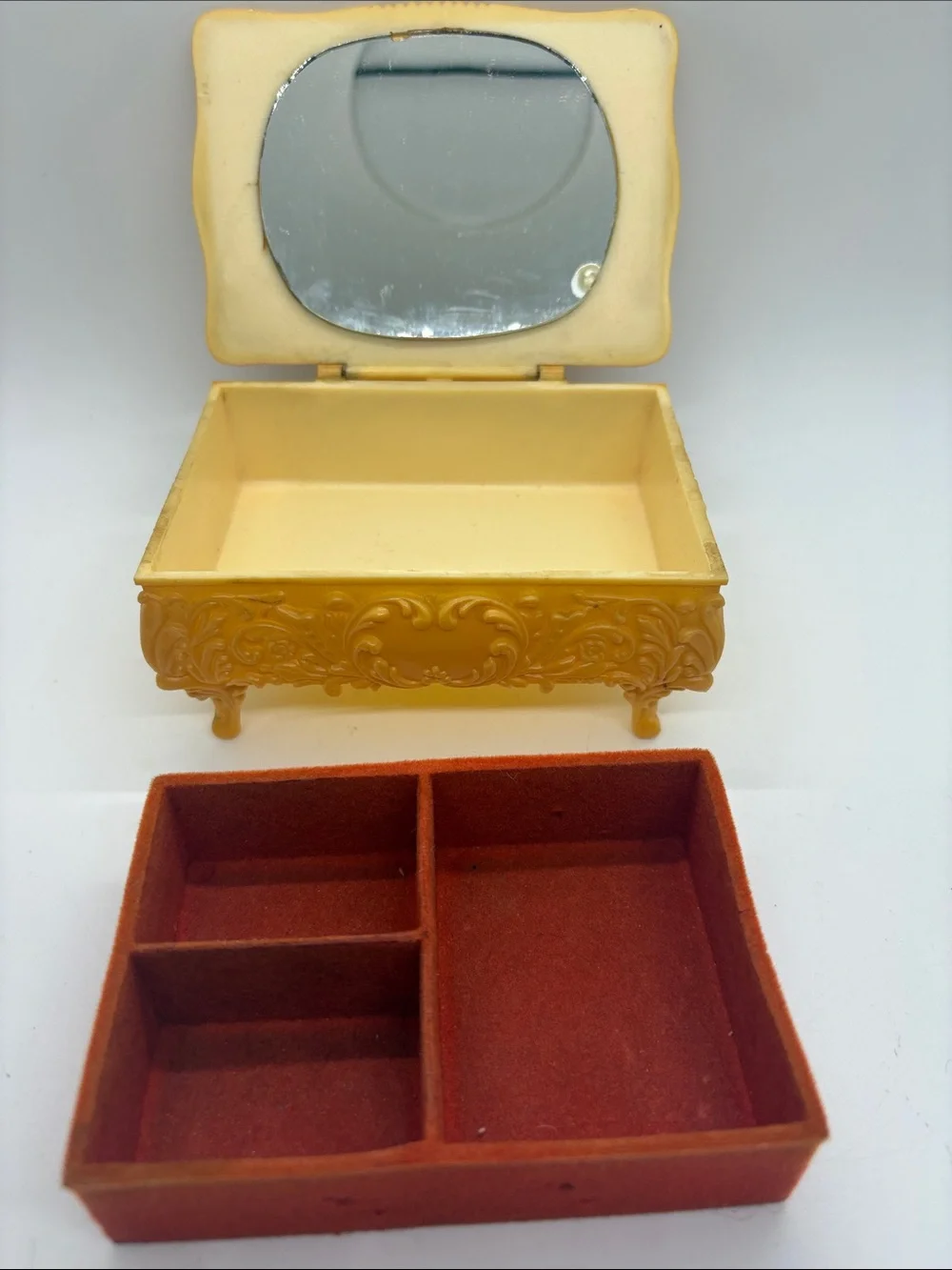 Celluloid Vintage Trinket Jewelry Footed Box